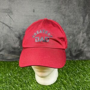 Old Navy Greatest Dad Hat Baseball Cap Red Cotton Adjustable Strapback Mens NWT